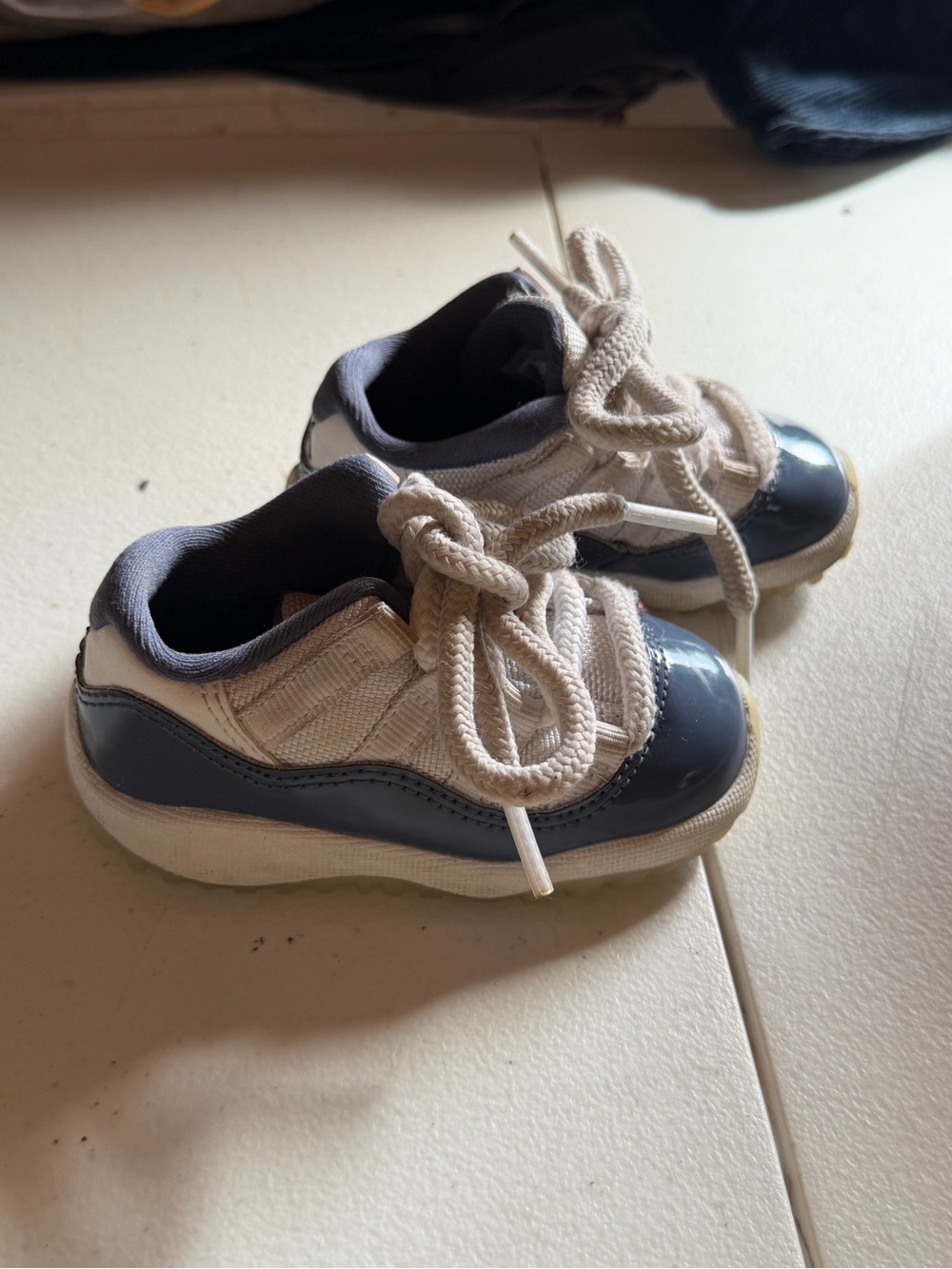 Jordan Toddler Cream and Navy Low-Top Sneakers